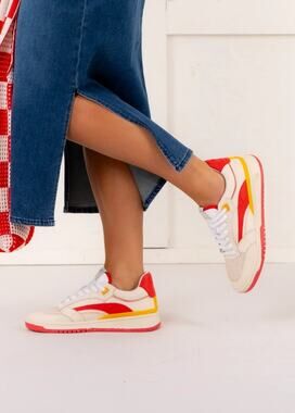 Oncept Preston Retro Leather Sneaker White Red Yellow Sz 7 NWT‎